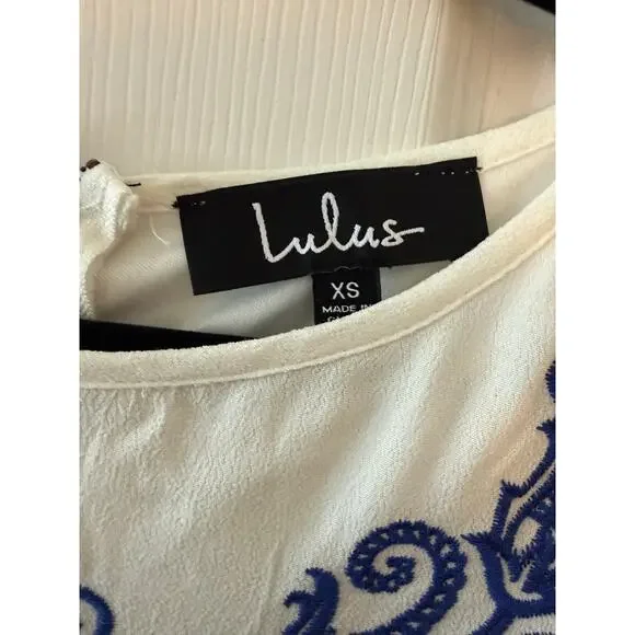 Cute White Lulus Dress with Blue Accent Size XSmall - Picture 5 of 7